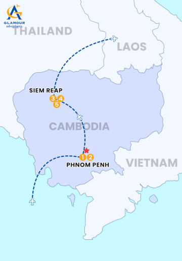 5 DAY PHNOM PENH - SIEM REAP TOUR BY FLIGHT