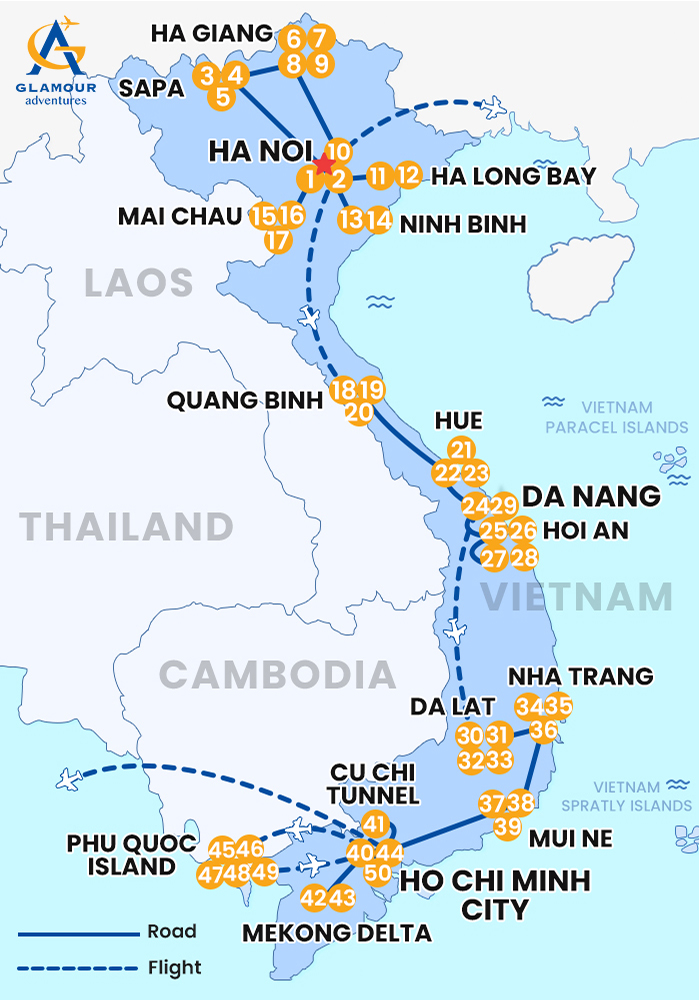 The map of Private Vietnam 50 Days 49 Nights - The Complete Vietnam Experience