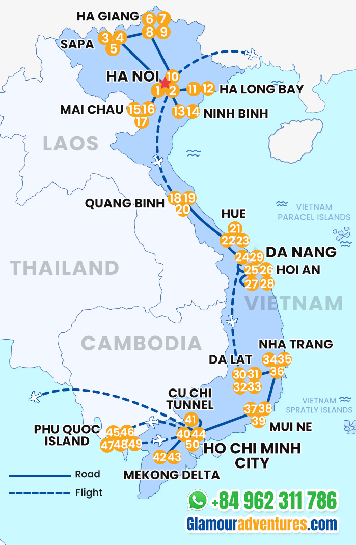 The map of Private Vietnam 50 Days 49 Nights - The Complete Vietnam Experience