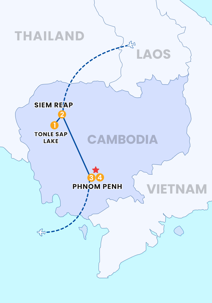 The map of 4 DAY SIEM REAP - PHNOM PENH TOUR BY LAND