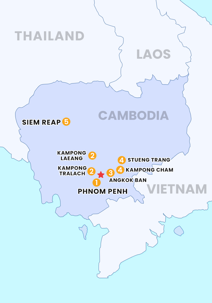 The map of Private Cambodia 5 Days 4 nights_ Cambodia Cruise