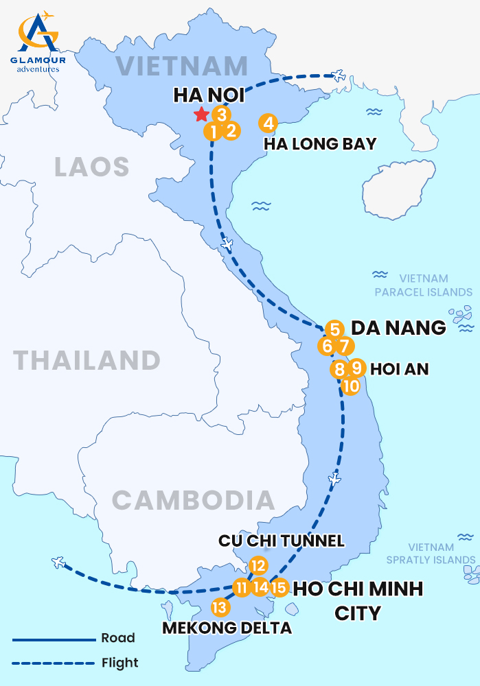 The map of Private Vietnam - 15 Days Experiencing with Your Child