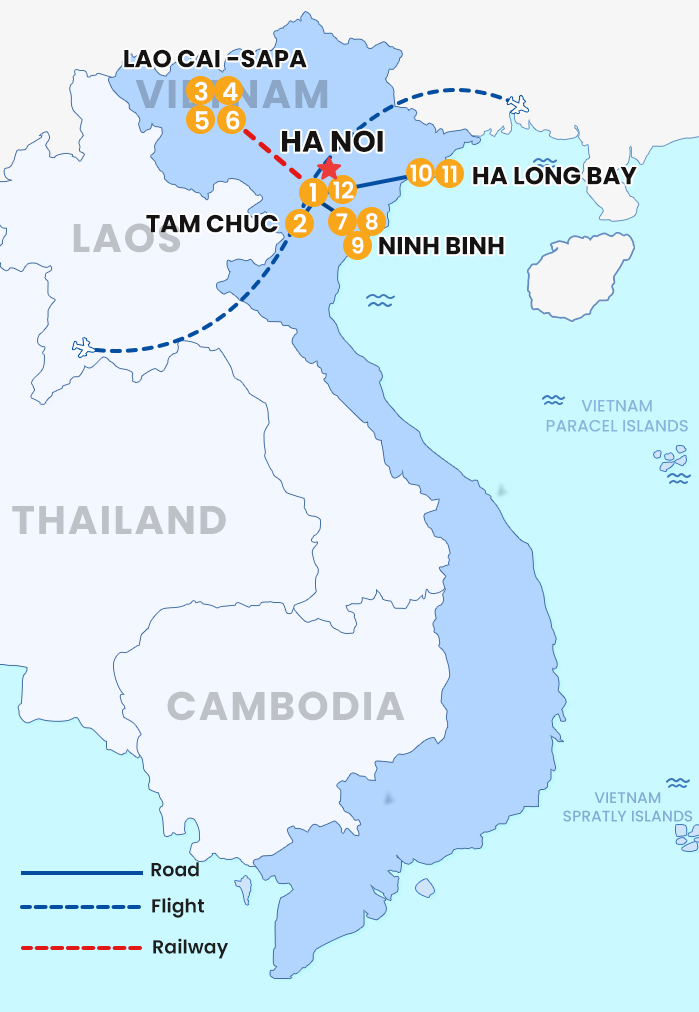 The map of Private Vietnam 12 Days 11 Nights - Northern Vietnam Escape