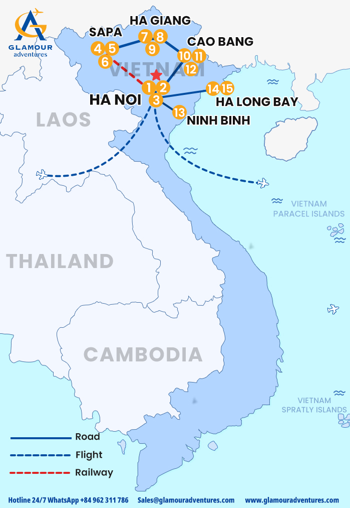 The map of Private Viet Nam 16 Days 15 Nights - Northern Vietnam Discovery