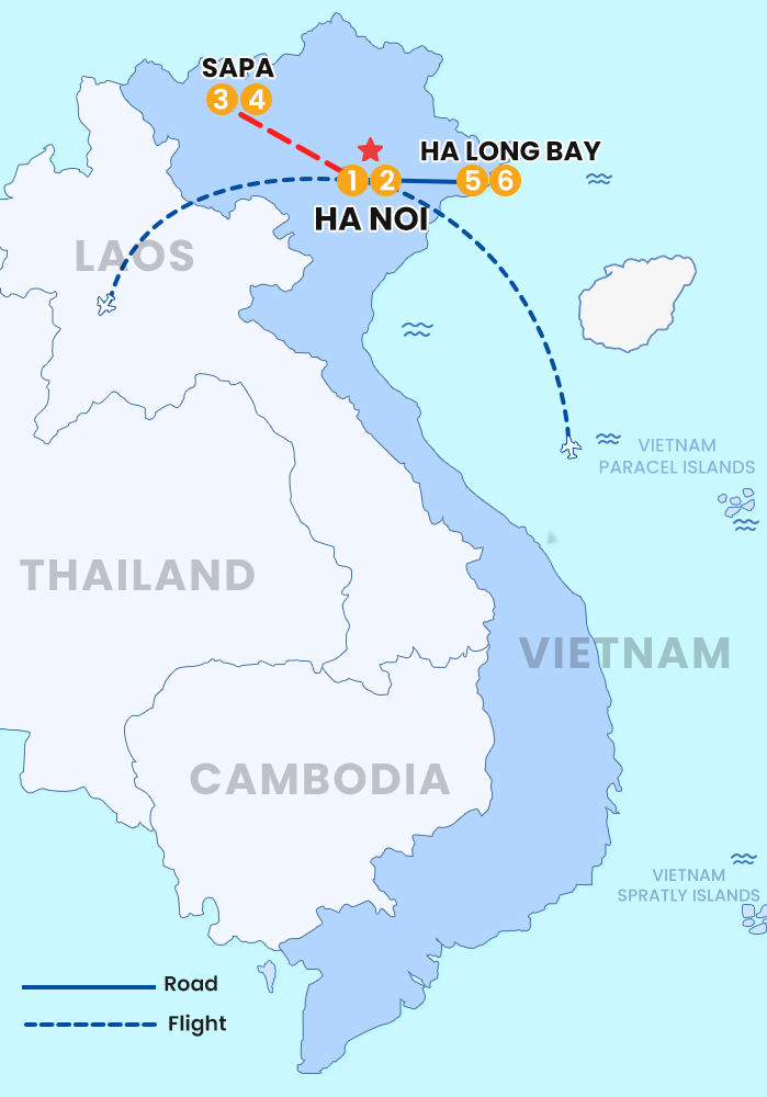 The map of Private Northern Viet Nam 6 Days 5 Nights- Northern Charm