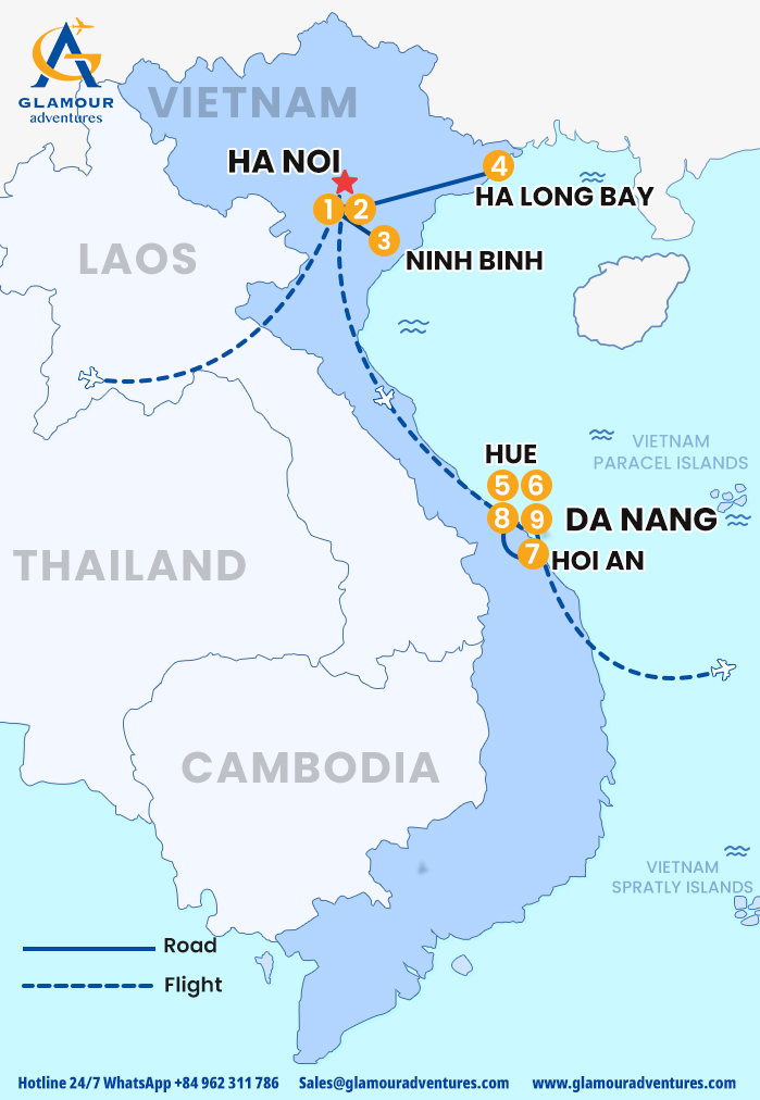 The map of Private Northern to Central Viet Nam 10 Days 9 Nights - Cultural Mosaic