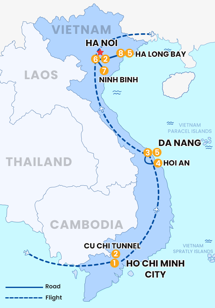 The map of Private Vietnam Trip 9 Days 8 Nights- Emerald Vietnam