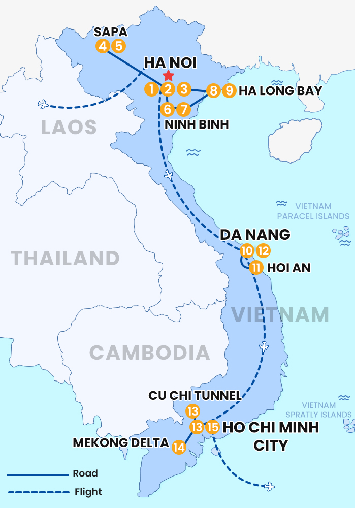 The map of Private Viet Nam 15 Days 14 Nights- Saga of Vietnam