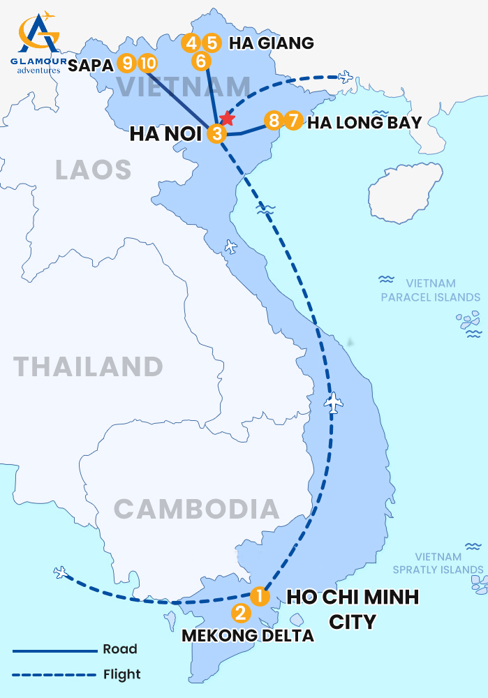 The map of Private Vietnam 10 Days 9 Nights - Vietnam discovery