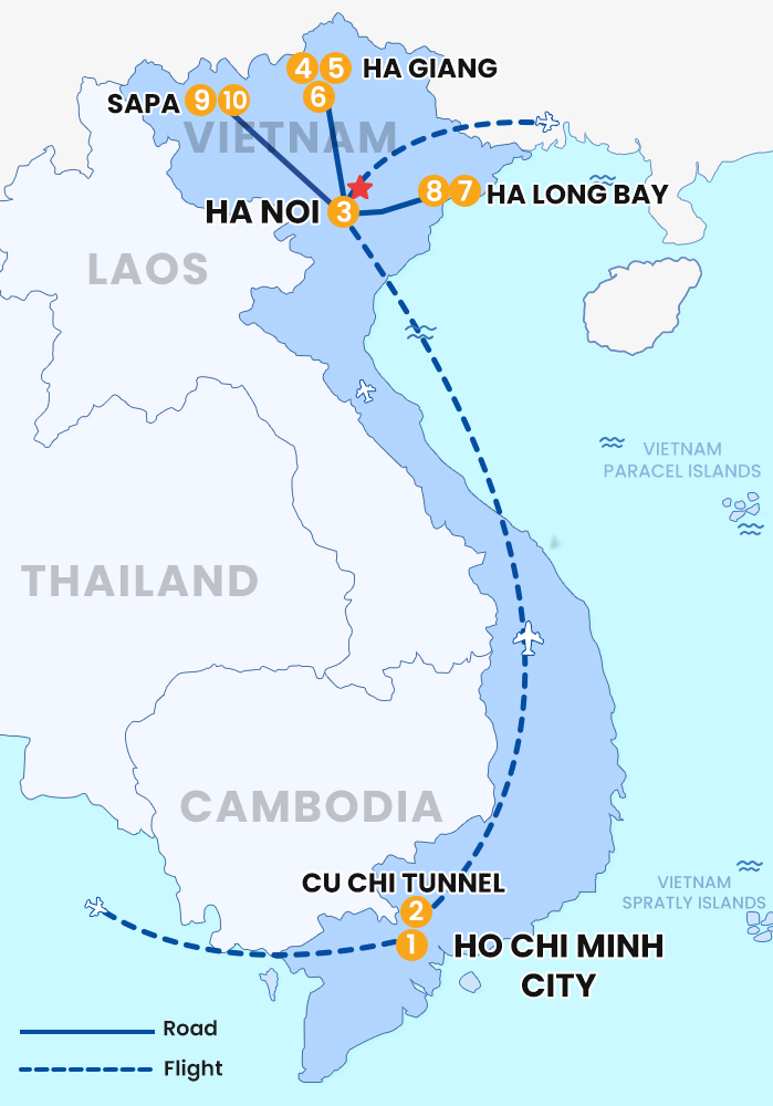 The map of Private Vietnam 10 Days 9 Nights - Vietnam discovery