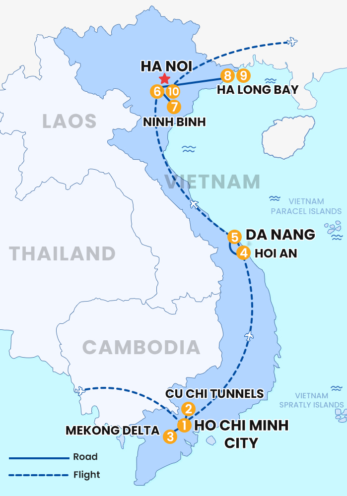 The map of Private Vietnam 10 Days 9 Nights - Best of Vietnam