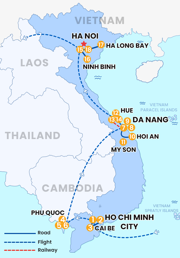 The map of Private Vietnam 18 Days 17 Nights - Nature & Culture Escape