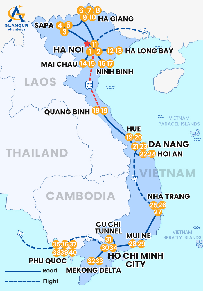 The map of Private Vietnam 40 Days 39 Nights - Vietnam Signature Journey