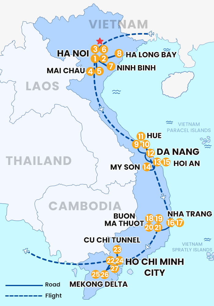The map of VIETNAM FLAVORS & HERITAGE