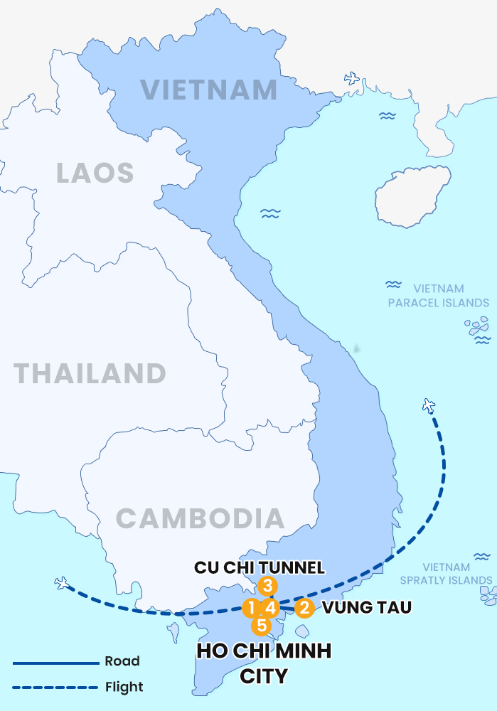 The map of VIETNAM RELIGIOUS AND CULTURAL HISTORY TOUR