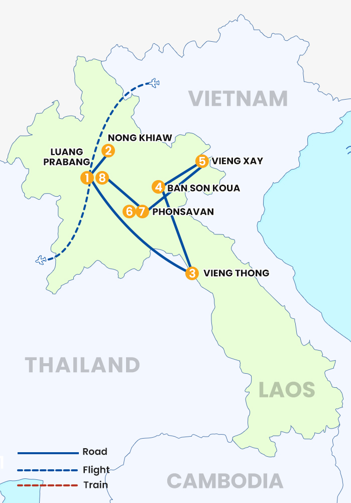 The map of 8 DAYS REMOTE NORTHERN LAOS