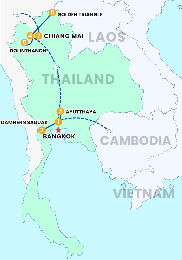 The map of THAILAND TRIP