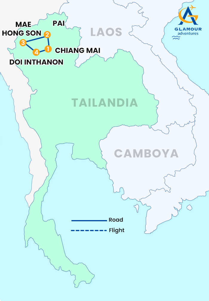 The map of PAI & MAE HONG SON 4 DAYS 3 NIGHTS