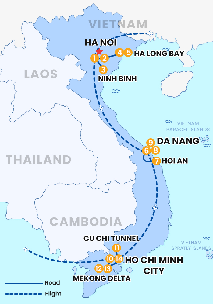 The map of Private Vietnam Trip 14 Days 13 Nights-Vietnam Immersion