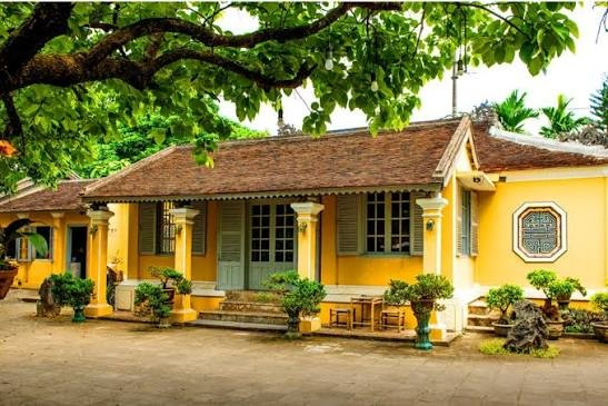 Classic French-Vietnamese heritage house with bonsai garden in Hue